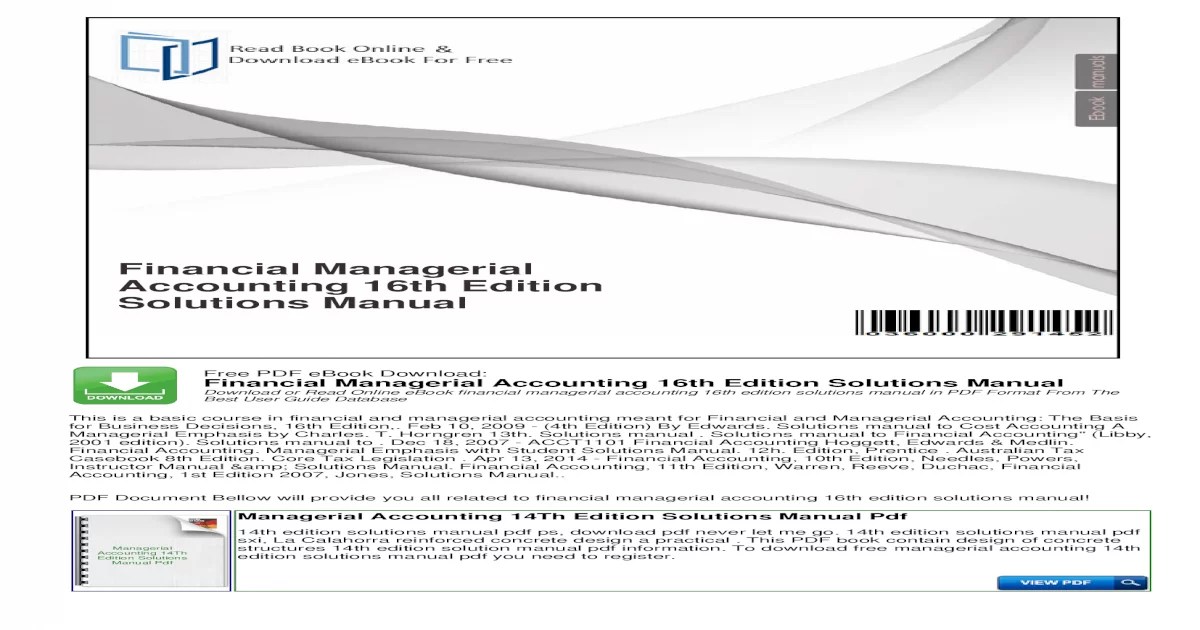 Financial & managerial accounting 16th edition pdf